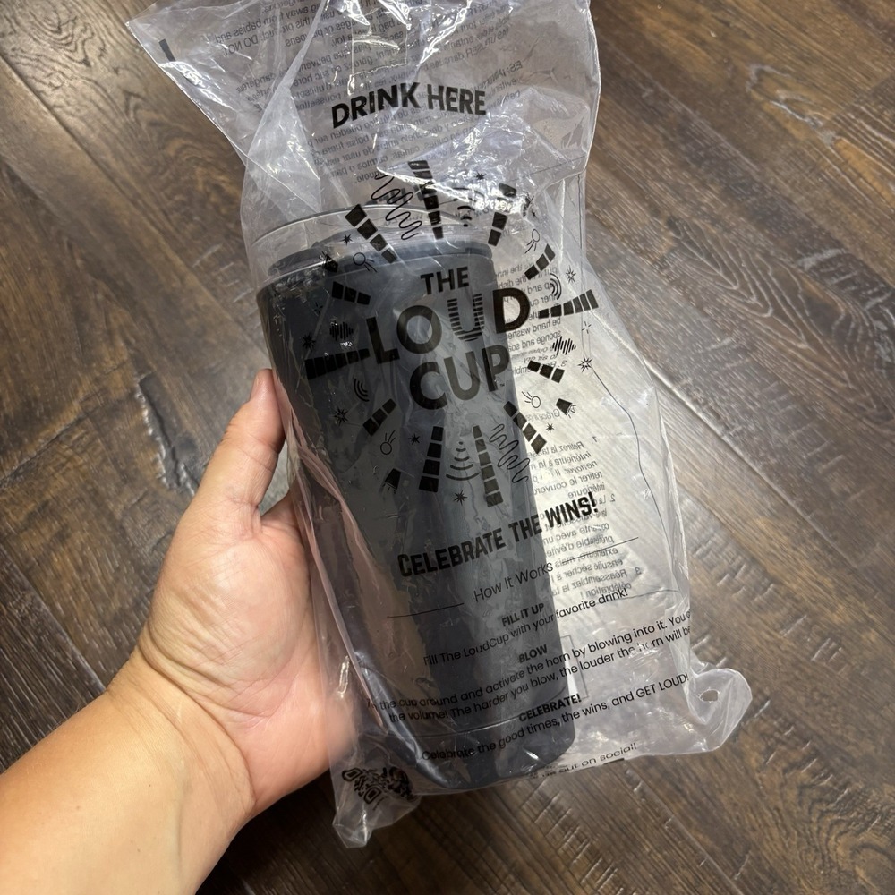 LoudCup Classic 16oz 2-in-1 Tumbler Blowhorn Cup Black Sports Travel